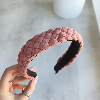 Pletená velurová čelenka do vlasů Melanie Pink