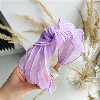 Elegantní turbanová čelenka do vlasů Křiklavá tkanina s uzlem Julia Lilac