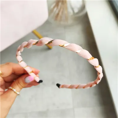 Pletená čelenka Powder Pink Elegant Gold