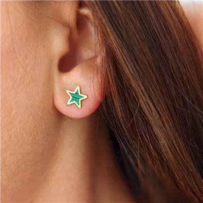 Pozlacené náušnice z nerezové oceli ESTRELLA VERDE