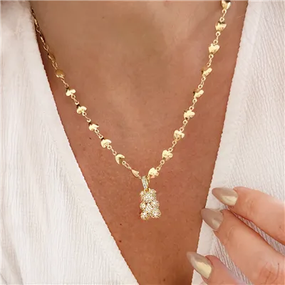 Zlatý náhrdelník z nerezové oceli GOLD DIAMOND BEAR