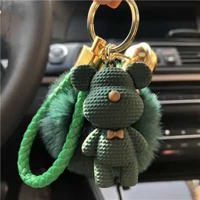 Přívěsek na klíče SWEET bear green pom-pom