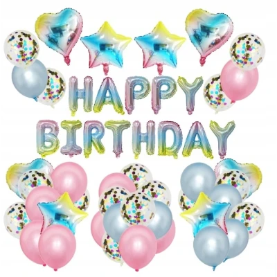 Sada duhových balónků "HAPPY BIRTHDAY