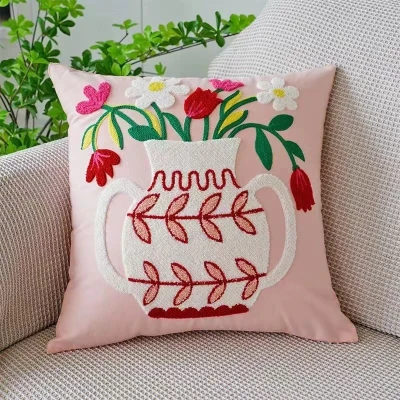 Povlak na polštář 45 x 45 cm džbán s květinami Kytice
