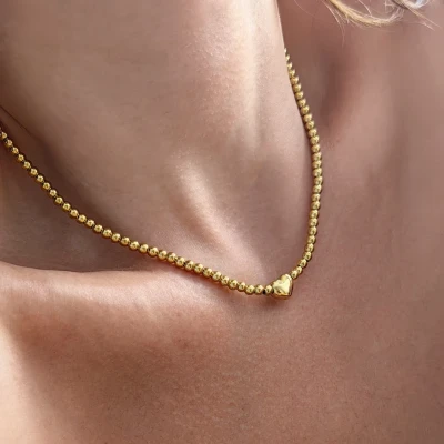 Náhrdelník z nerezové oceli PURE GOLD HEART