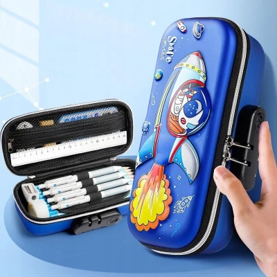 Squishy Rocket tmavě modrý polstrovaný školní penál