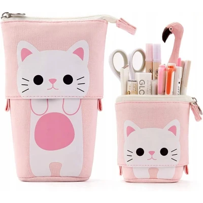 Školní penál vertikální skládací penál KOTEK PINK