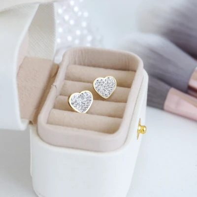 Stříbrné náušnice Heart Zircons z nerezové oceli