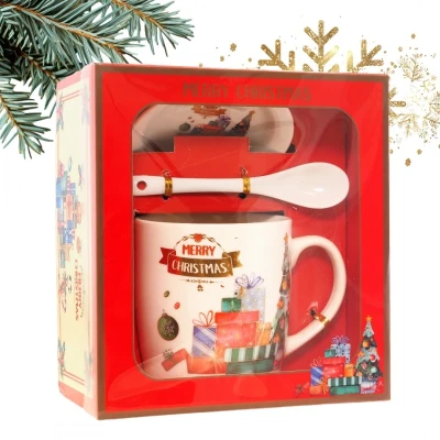 Vánoční šálek s podšálkem a lžičkou 400 ml
