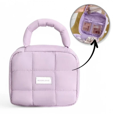 Dámský prošívaný kosmetický kufřík s uchem PURPLE