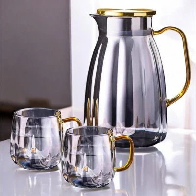 Sada 1600ml džbán + 2 350ml sklenice se zvlněnými stěnami NOIR GLOW