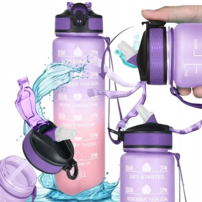 Gradientní svítící láhev na vodu Bidon OMBRE Purple with Coral