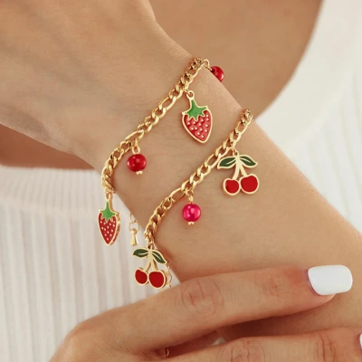 Náramek z nerezové oceli Charm of Cherry