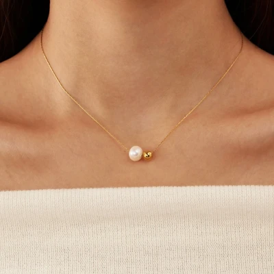 Náhrdelník z nerezové oceli Pure Pearl Charm