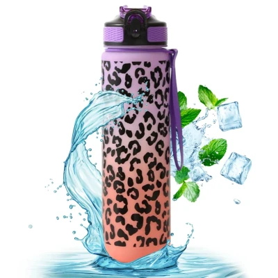 Láhev na vodu "Ombre Wild" - módní láhev na vodu s ombré efektem a leopardím potiskem | 1000 ml