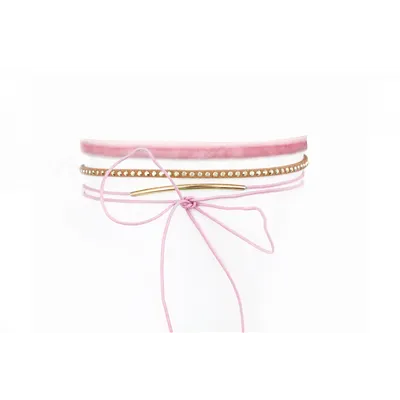 PASTELOVÝ NÁHRDELNÍK CHOKER - RŮŽOVÝ